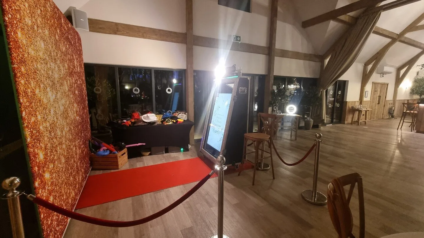 Full photo booth setup at event venue